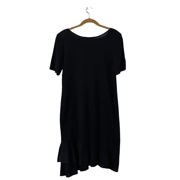 New EXCLUSIVELY MISOOK Dress Women’s Plus 1X Black Ruffle-Hem Short-Sleeve - Picture 2 of 4